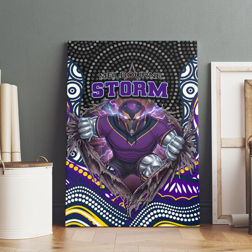 Melbourne Storm Canvas Wall Art The Scream of Lightning Eyes - Indigenous Dot Ripping Effect