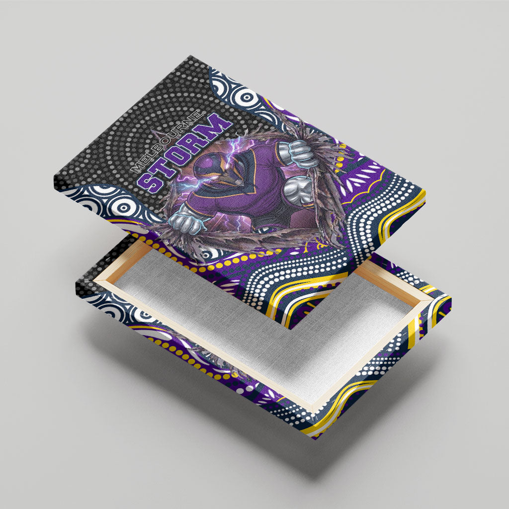 Melbourne Storm Canvas Wall Art The Scream of Lightning Eyes - Indigenous Dot Ripping Effect