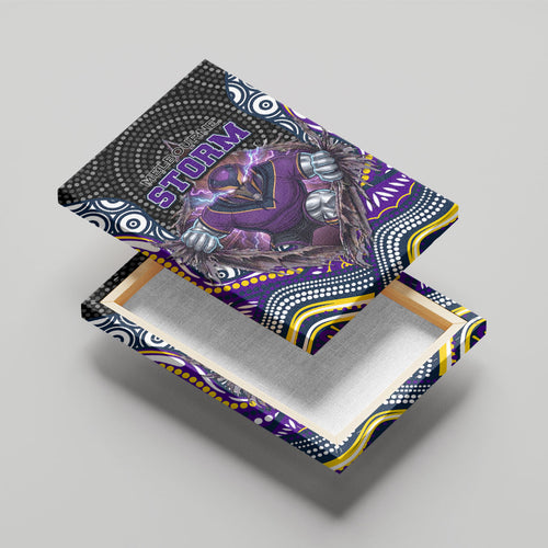 Melbourne Storm Canvas Wall Art The Scream of Lightning Eyes - Indigenous Dot Ripping Effect