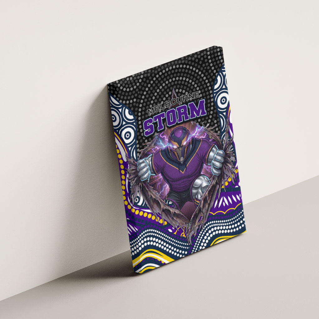Melbourne Storm Canvas Wall Art The Scream of Lightning Eyes - Indigenous Dot Ripping Effect