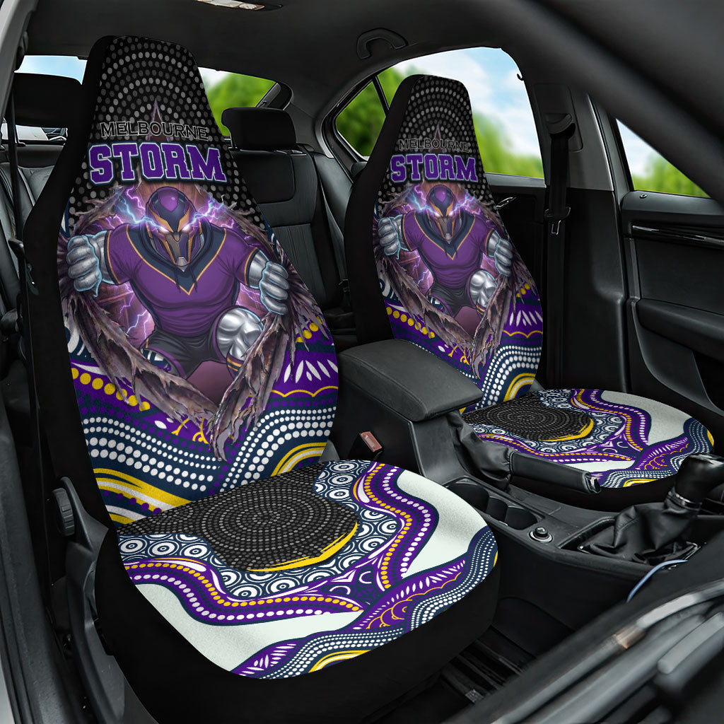 Melbourne Storm Car Seat Cover The Scream of Lightning Eyes - Indigenous Dot Ripping Effect