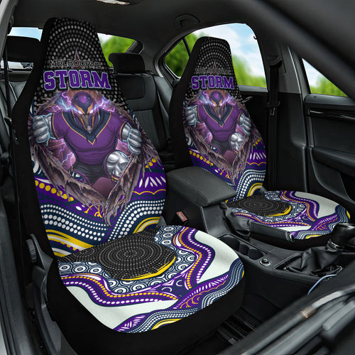 Melbourne Storm Car Seat Cover The Scream of Lightning Eyes - Indigenous Dot Ripping Effect