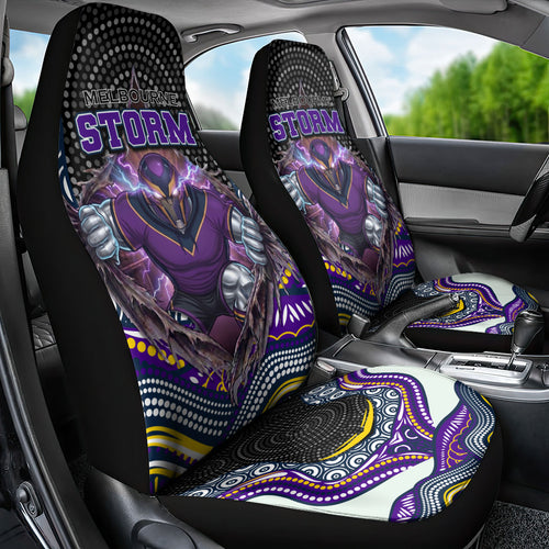 Melbourne Storm Car Seat Cover The Scream of Lightning Eyes - Indigenous Dot Ripping Effect