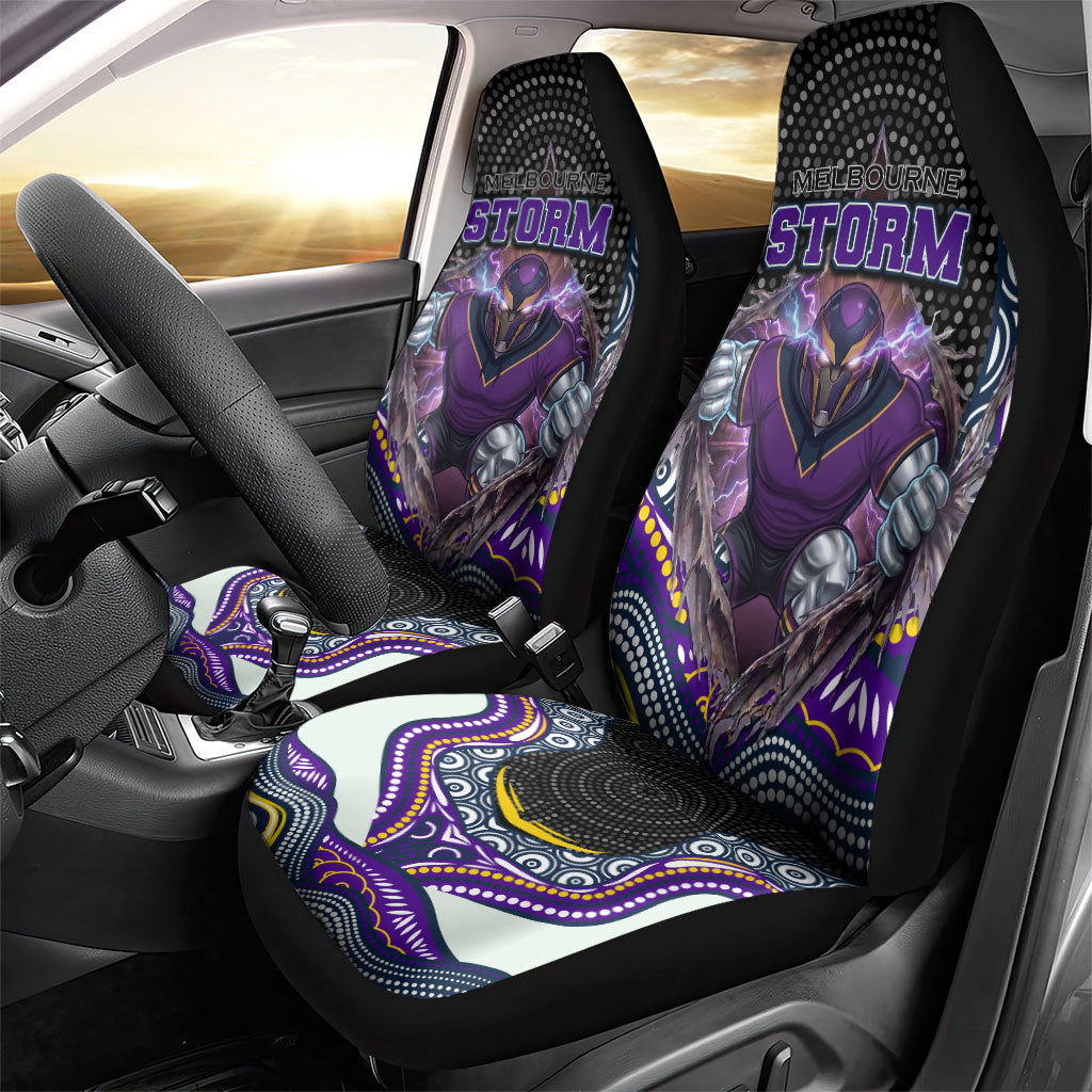 Melbourne Storm Car Seat Cover The Scream of Lightning Eyes - Indigenous Dot Ripping Effect