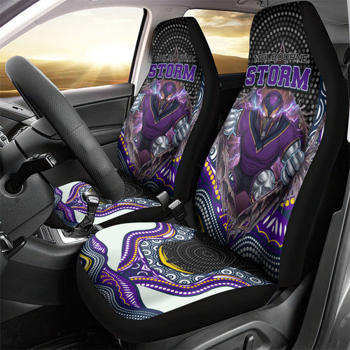 Melbourne Storm Car Seat Cover The Scream of Lightning Eyes - Indigenous Dot Ripping Effect