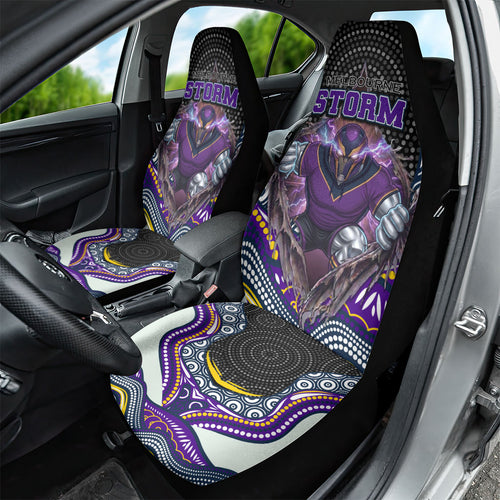 Melbourne Storm Car Seat Cover The Scream of Lightning Eyes - Indigenous Dot Ripping Effect