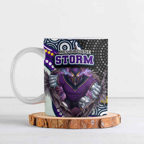 Melbourne Storm Ceramic Mug The Scream of Lightning Eyes - Indigenous Dot Ripping Effect