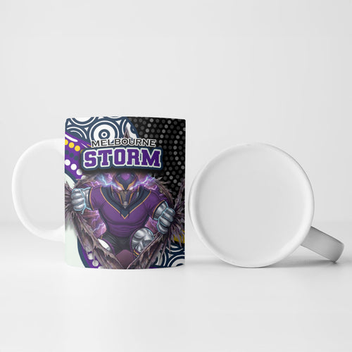 Melbourne Storm Ceramic Mug The Scream of Lightning Eyes - Indigenous Dot Ripping Effect