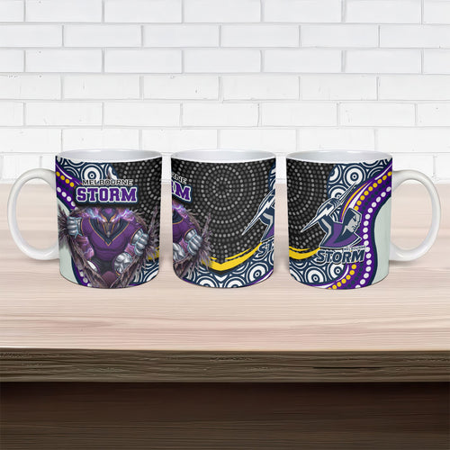 Melbourne Storm Ceramic Mug The Scream of Lightning Eyes - Indigenous Dot Ripping Effect
