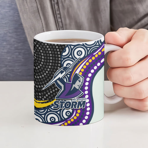 Melbourne Storm Ceramic Mug The Scream of Lightning Eyes - Indigenous Dot Ripping Effect
