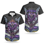 Melbourne Storm Couples Matching Off Shoulder Maxi Dress and Hawaiian Shirt The Scream of Lightning Eyes - Indigenous Dot Ripping Effect