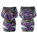 Melbourne Storm Couples Matching Off Shoulder Short Dress and Hawaiian Shirt The Scream of Lightning Eyes - Indigenous Dot Ripping Effect