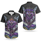Melbourne Storm Couples Matching Off Shoulder Short Dress and Hawaiian Shirt The Scream of Lightning Eyes - Indigenous Dot Ripping Effect