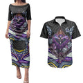 Melbourne Storm Couples Matching Puletasi and Hawaiian Shirt The Scream of Lightning Eyes - Indigenous Dot Ripping Effect