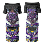Melbourne Storm Couples Matching Puletasi and Hawaiian Shirt The Scream of Lightning Eyes - Indigenous Dot Ripping Effect