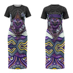 Melbourne Storm Couples Matching Short Sleeve Bodycon Dress and Hawaiian Shirt The Scream of Lightning Eyes - Indigenous Dot Ripping Effect