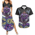 Melbourne Storm Couples Matching Summer Maxi Dress and Hawaiian Shirt The Scream of Lightning Eyes - Indigenous Dot Ripping Effect