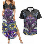 Melbourne Storm Couples Matching Summer Maxi Dress and Hawaiian Shirt The Scream of Lightning Eyes - Indigenous Dot Ripping Effect