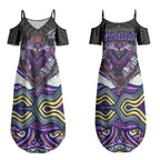 Melbourne Storm Couples Matching Summer Maxi Dress and Hawaiian Shirt The Scream of Lightning Eyes - Indigenous Dot Ripping Effect