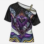 Melbourne Storm Cross Shoulder Shirt The Scream of Lightning Eyes - Indigenous Dot Ripping Effect