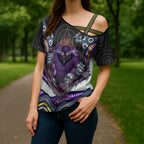 Melbourne Storm Cross Shoulder Shirt The Scream of Lightning Eyes - Indigenous Dot Ripping Effect