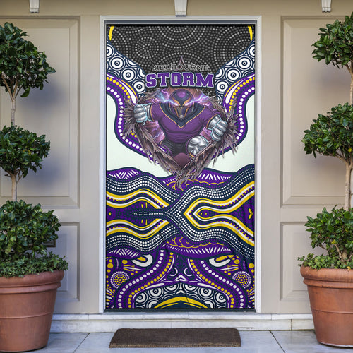 Melbourne Storm Door Cover The Scream of Lightning Eyes - Indigenous Dot Ripping Effect