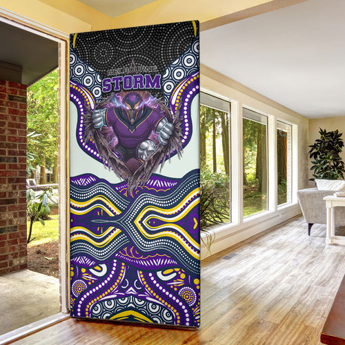 Melbourne Storm Door Cover The Scream of Lightning Eyes - Indigenous Dot Ripping Effect