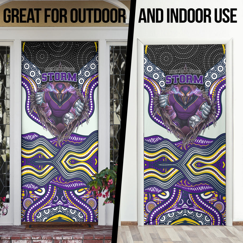 Melbourne Storm Door Cover The Scream of Lightning Eyes - Indigenous Dot Ripping Effect