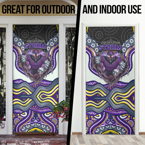 Melbourne Storm Door Cover The Scream of Lightning Eyes - Indigenous Dot Ripping Effect