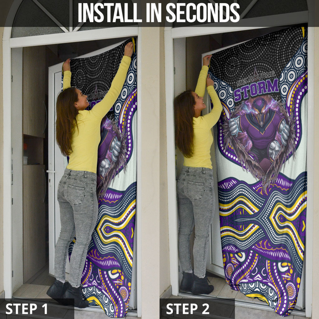Melbourne Storm Door Cover The Scream of Lightning Eyes - Indigenous Dot Ripping Effect