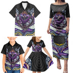 Melbourne Storm Family Matching Puletasi and Hawaiian Shirt The Scream of Lightning Eyes - Indigenous Dot Ripping Effect