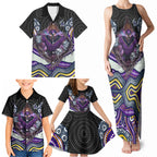 Melbourne Storm Family Matching Tank Maxi Dress and Hawaiian Shirt The Scream of Lightning Eyes - Indigenous Dot Ripping Effect