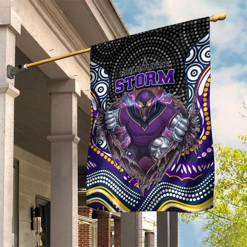 Melbourne Storm Garden Flag The Scream of Lightning Eyes - Indigenous Dot Ripping Effect