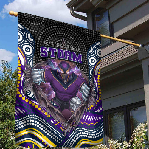 Melbourne Storm Garden Flag The Scream of Lightning Eyes - Indigenous Dot Ripping Effect