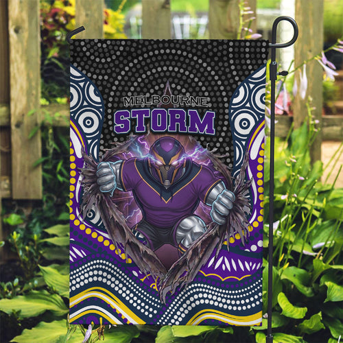 Melbourne Storm Garden Flag The Scream of Lightning Eyes - Indigenous Dot Ripping Effect