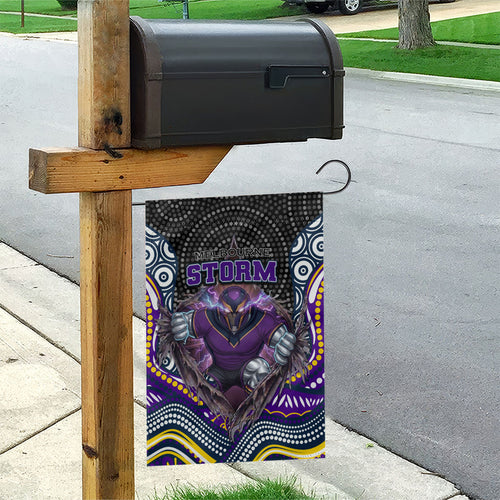 Melbourne Storm Garden Flag The Scream of Lightning Eyes - Indigenous Dot Ripping Effect
