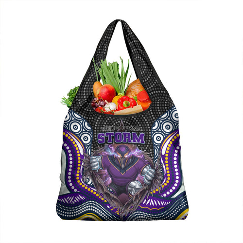 Melbourne Storm Grocery Bag The Scream of Lightning Eyes - Indigenous Dot Ripping Effect