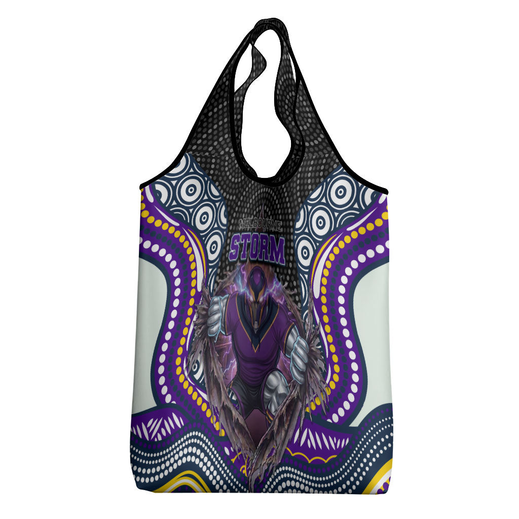 Melbourne Storm Grocery Bag The Scream of Lightning Eyes - Indigenous Dot Ripping Effect