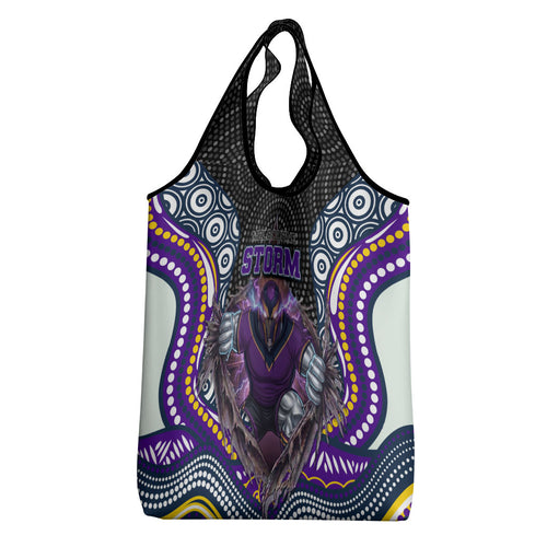 Melbourne Storm Grocery Bag The Scream of Lightning Eyes - Indigenous Dot Ripping Effect