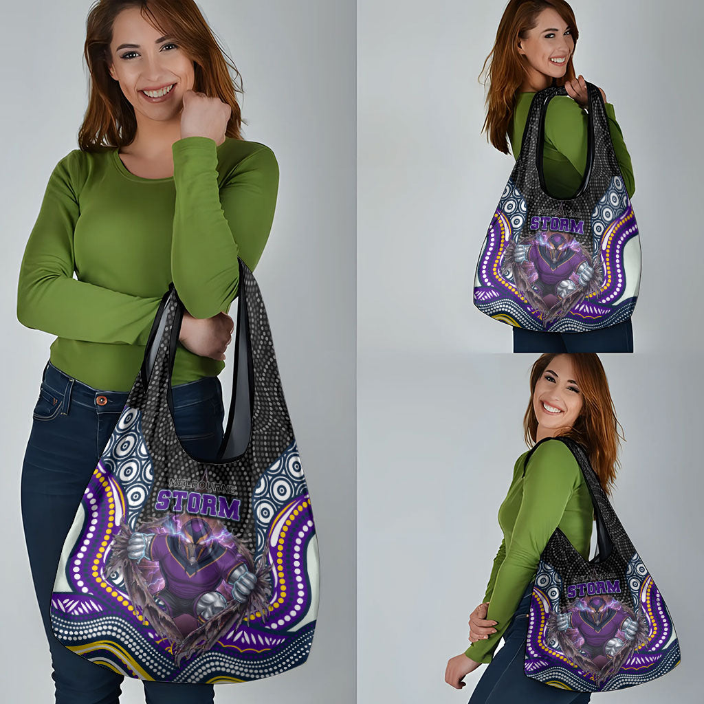Melbourne Storm Grocery Bag The Scream of Lightning Eyes - Indigenous Dot Ripping Effect