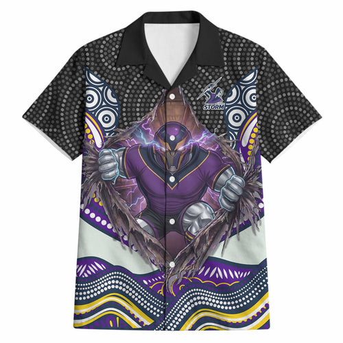 Melbourne Storm Hawaiian Shirt The Scream of Lightning Eyes - Indigenous Dot Ripping Effect