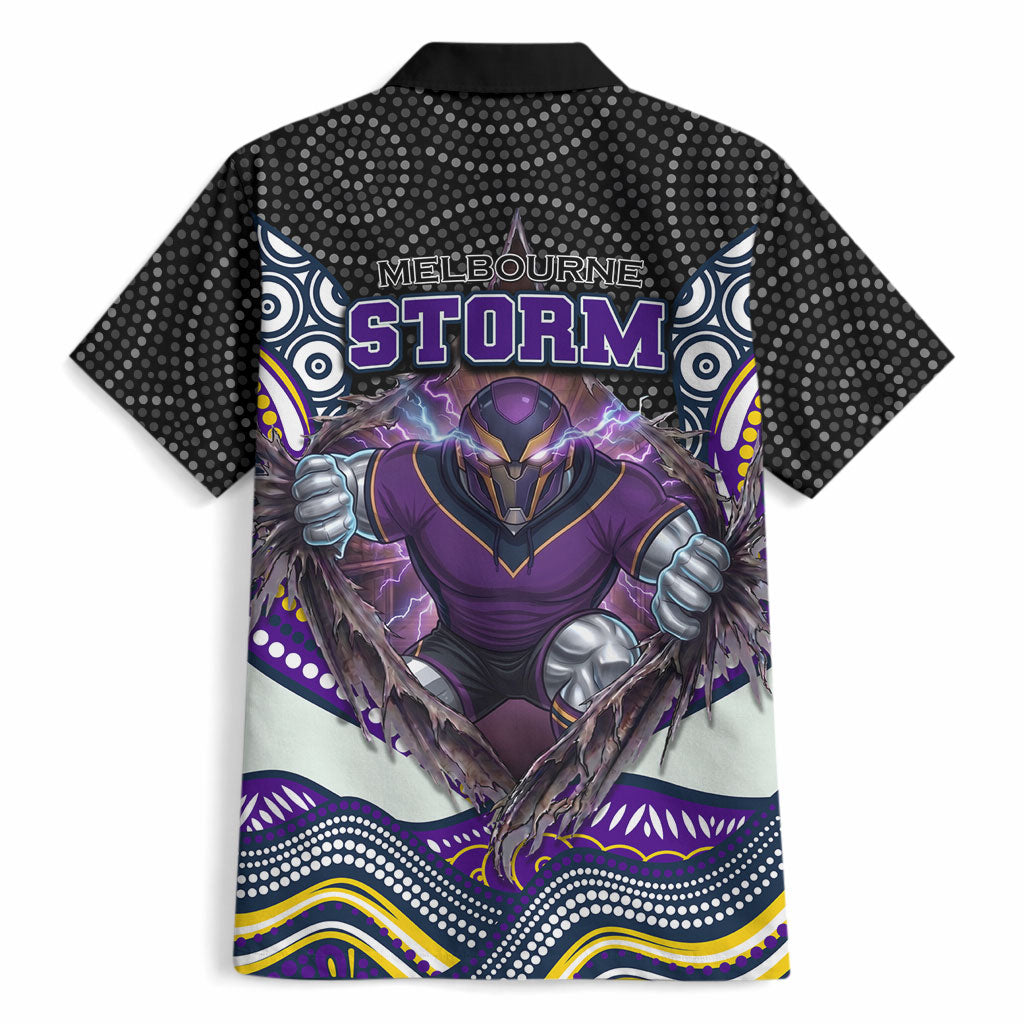 Melbourne Storm Hawaiian Shirt The Scream of Lightning Eyes - Indigenous Dot Ripping Effect