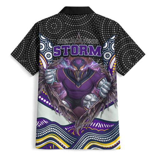 Melbourne Storm Hawaiian Shirt The Scream of Lightning Eyes - Indigenous Dot Ripping Effect