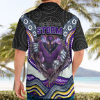 Melbourne Storm Hawaiian Shirt The Scream of Lightning Eyes - Indigenous Dot Ripping Effect