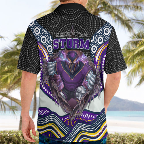 Melbourne Storm Hawaiian Shirt The Scream of Lightning Eyes - Indigenous Dot Ripping Effect