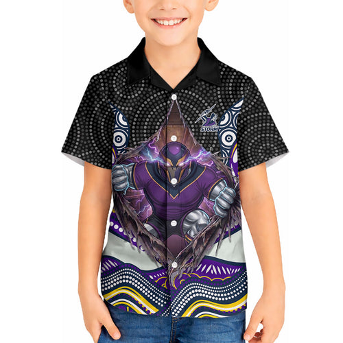 Melbourne Storm Hawaiian Shirt The Scream of Lightning Eyes - Indigenous Dot Ripping Effect