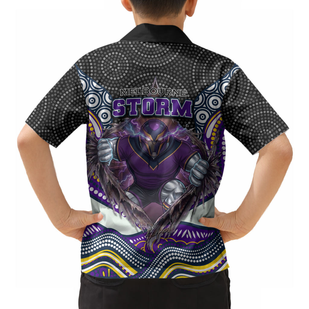 Melbourne Storm Hawaiian Shirt The Scream of Lightning Eyes - Indigenous Dot Ripping Effect