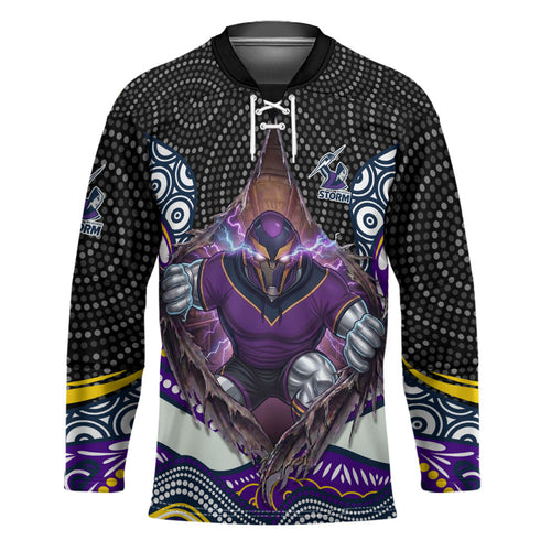 Melbourne Storm Hockey Jersey The Scream of Lightning Eyes - Indigenous Dot Ripping Effect