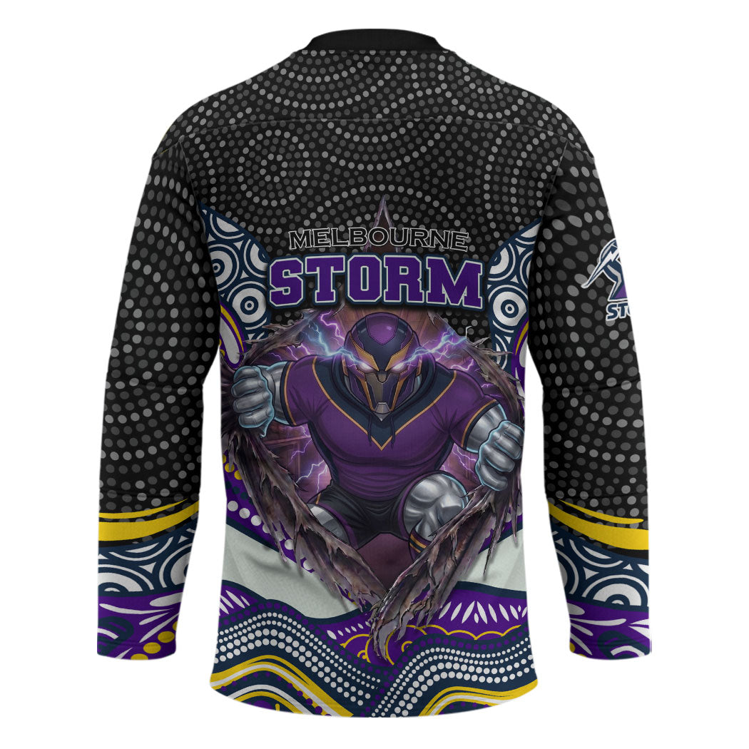 Melbourne Storm Hockey Jersey The Scream of Lightning Eyes - Indigenous Dot Ripping Effect