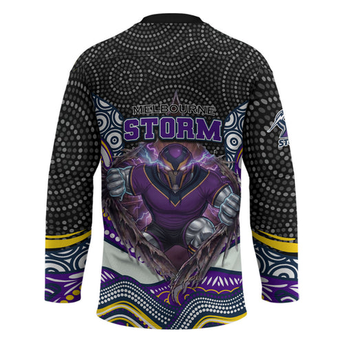 Melbourne Storm Hockey Jersey The Scream of Lightning Eyes - Indigenous Dot Ripping Effect